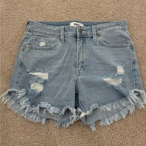 Just Black Light Blue Distressed Denim Shorts